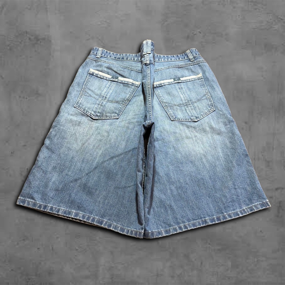 Y2K Baggy Wide Leg Light Wash Champs Skater Streetwear Denim Jorts Shorts